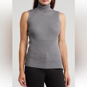 MAX STUDIO Sleeveless Ribbed Turtle Neck in Charcoal Size Large NWT